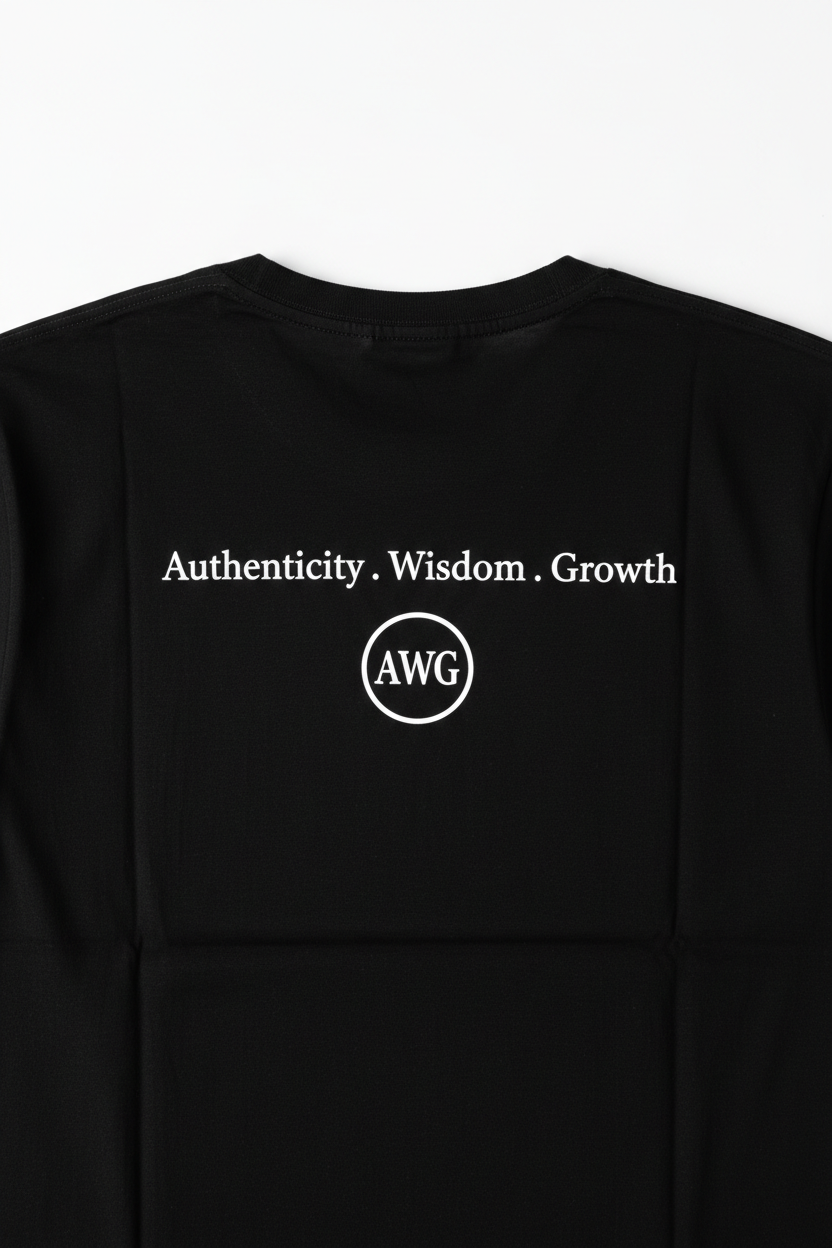 AWG Black Tee - White Text Back